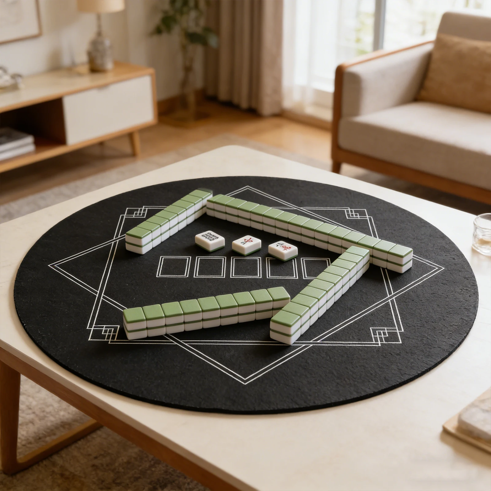 

120x120cm Poker Table Top Layout Water-Repellent Portable Rubber Poker Mat Hemmed Edges with Rubber Grip Matting for Tabletop