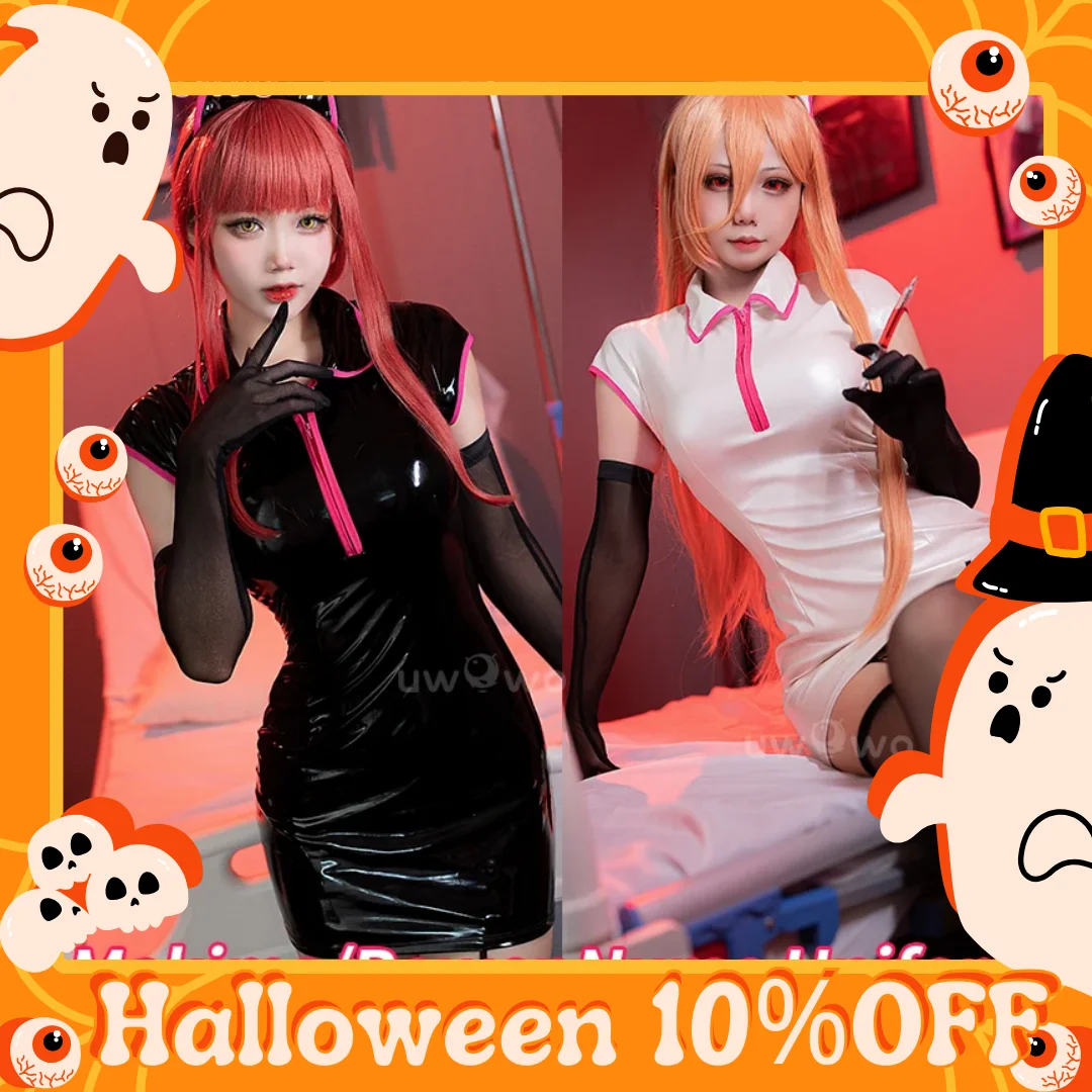 

IN STOCK UWOWO Powerr/Makimaa Succubus Cosplay Costume Cosplay Powerr Makimaa Nurse Uniform Bodysuit Black White Devil Halloween