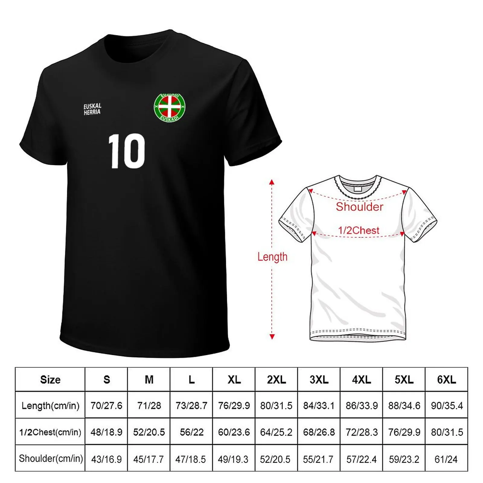 Euskadi Basque Country National Football Team Soccer Retro Euskal herria Number 10 T-Shirt Fashion Casual Short Sleeve Top