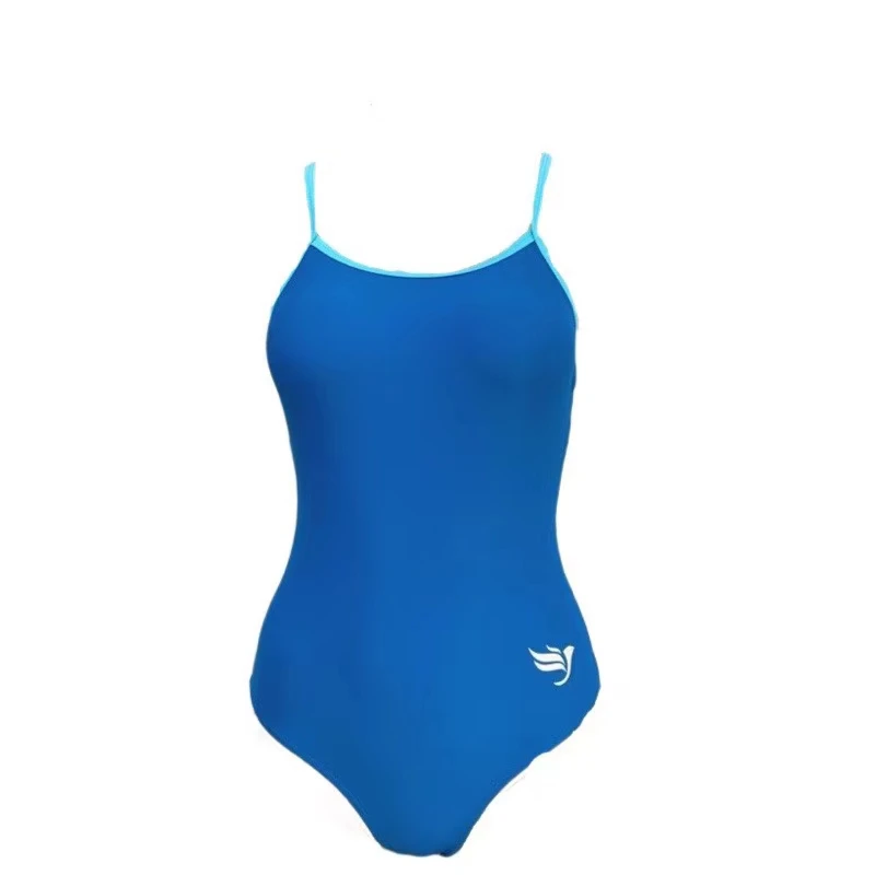 Maillot de bain une pièce triangulaire professionnel pour femmes Qui Dry avec coussin de poitrine couleur Pure costumes de bain cutitifs pour dames