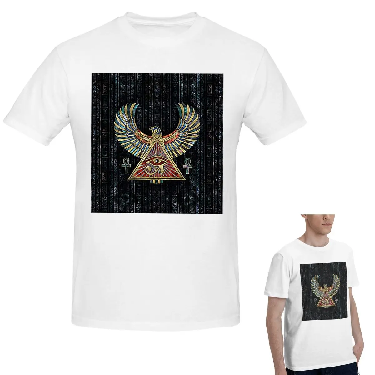 

100% хлопок Eye Of Horus Wadjet Gemstone And Gold футболка мужская забавная футболка большого размера мужские летние рубашки с круглым вырезом топы S-6XL