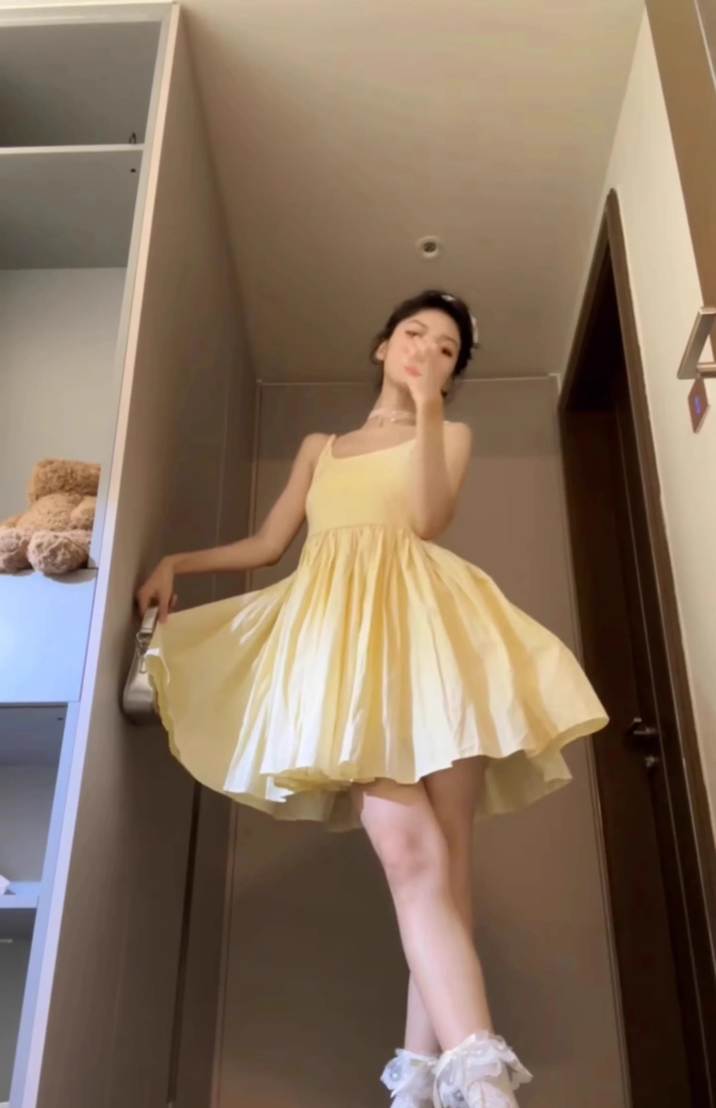 فساتين نسائية بدون أكمام فستان ربيعي على الطراز الفيكتوري من القطن الجوفاء مشد بأشرطة معانقة على الورك شكل تحكم أنيق #6