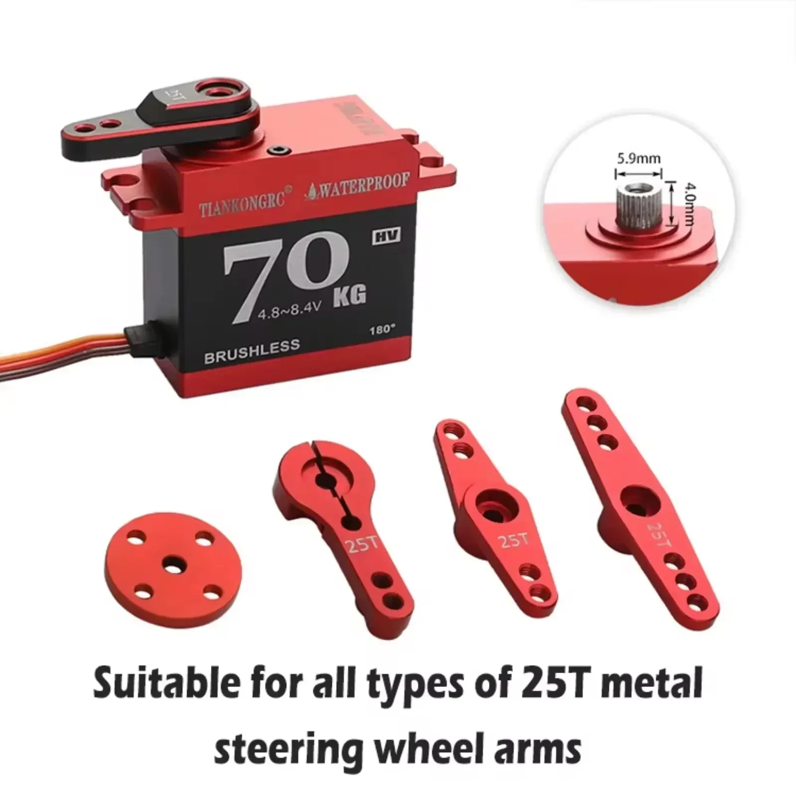 70KG ブラシレスオールメタルデジタルサーボカーボンブラシモーター 4.8-8.4V リモコンカーモデル、水中推進器に適しています