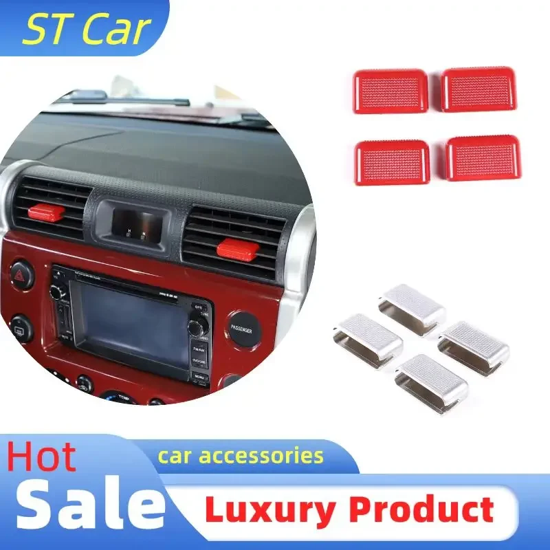 

ABS Sports Red Car Center Dashboard Air Condition Outlet Rod Caps For Toyota FJ Cruiser 2007-2021 Air Vent Rod Decorative Cover
