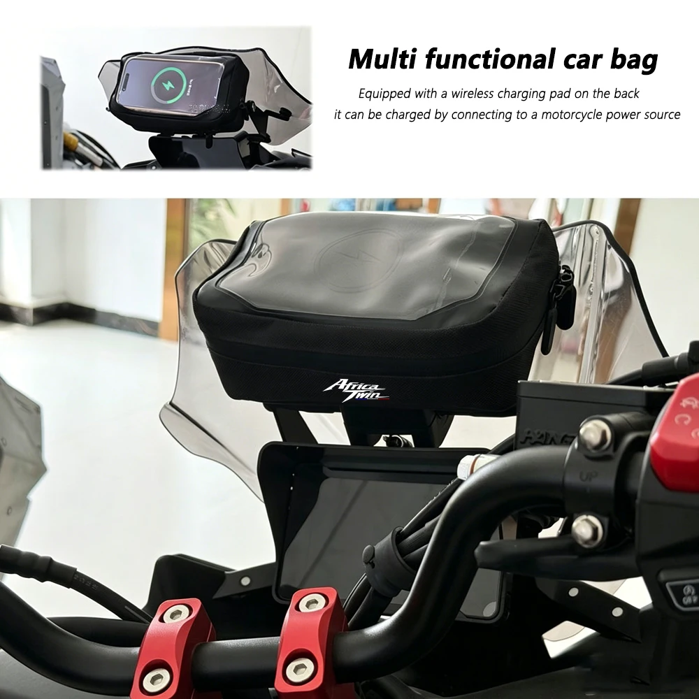 For CRF1100L crf1100l africa twin 2024 Motorcycle Handlebar Bag Wireless Charging GPS Navigation Phone Mount Bag view 3