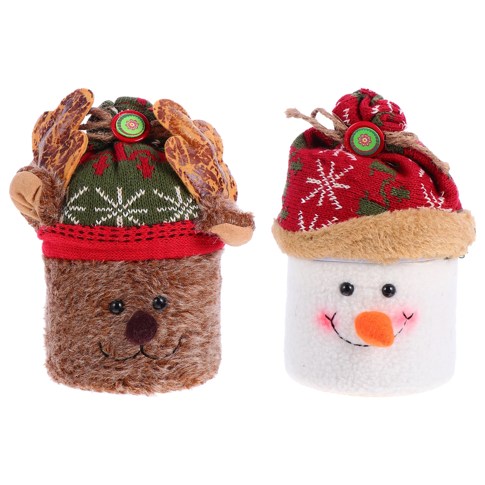 

2pcs Candy Gift Box Christmas Themed Storage Boxes for Sweets Mints Treats Xmas Ornament Flannel Fudge Containers Party Favor
