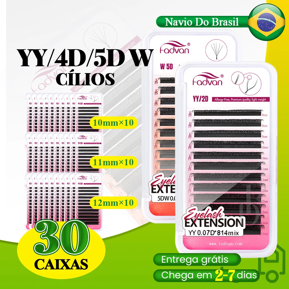 Fadvan Brasil Yy Cílios 4D 5D W Curvatura D 30 Pacotes de Cílios de Vison Natura - imagem 1