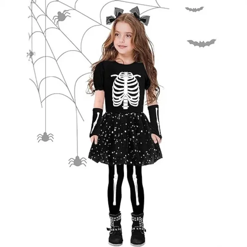 Halloween Girl Cos Costume Halloween Glow Skeleton Clothes Ghost Festival Demon Reaper Dress Up
