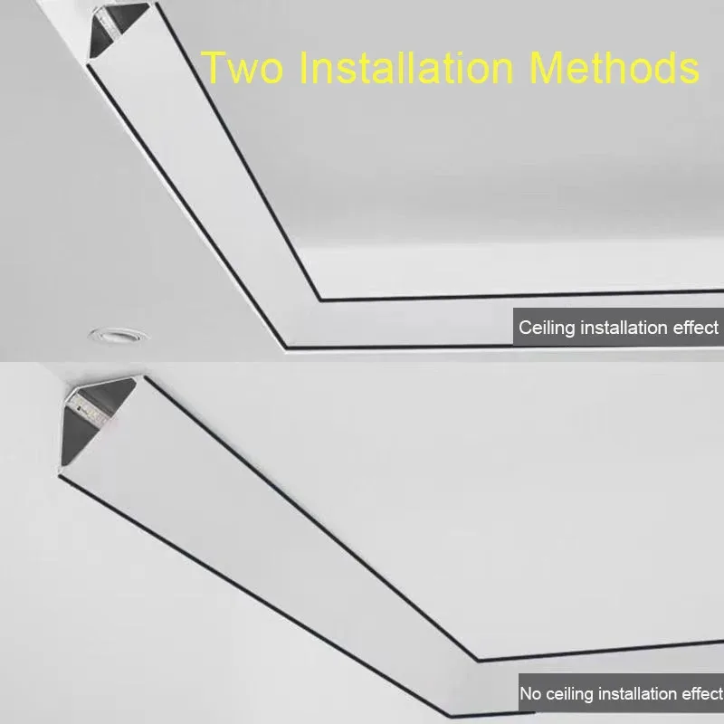 壁洗浄不要のオープンアルミプロファイル2mトップコーナーLED発光天井ハードバーストリップ照明ホームデコレーション