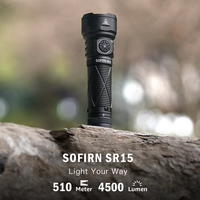 SOFIRN SR15 Rechargeable Flashlight 4500lm Super Bright Long Beam Distance EDC Torch for Camping Fishing Exploring