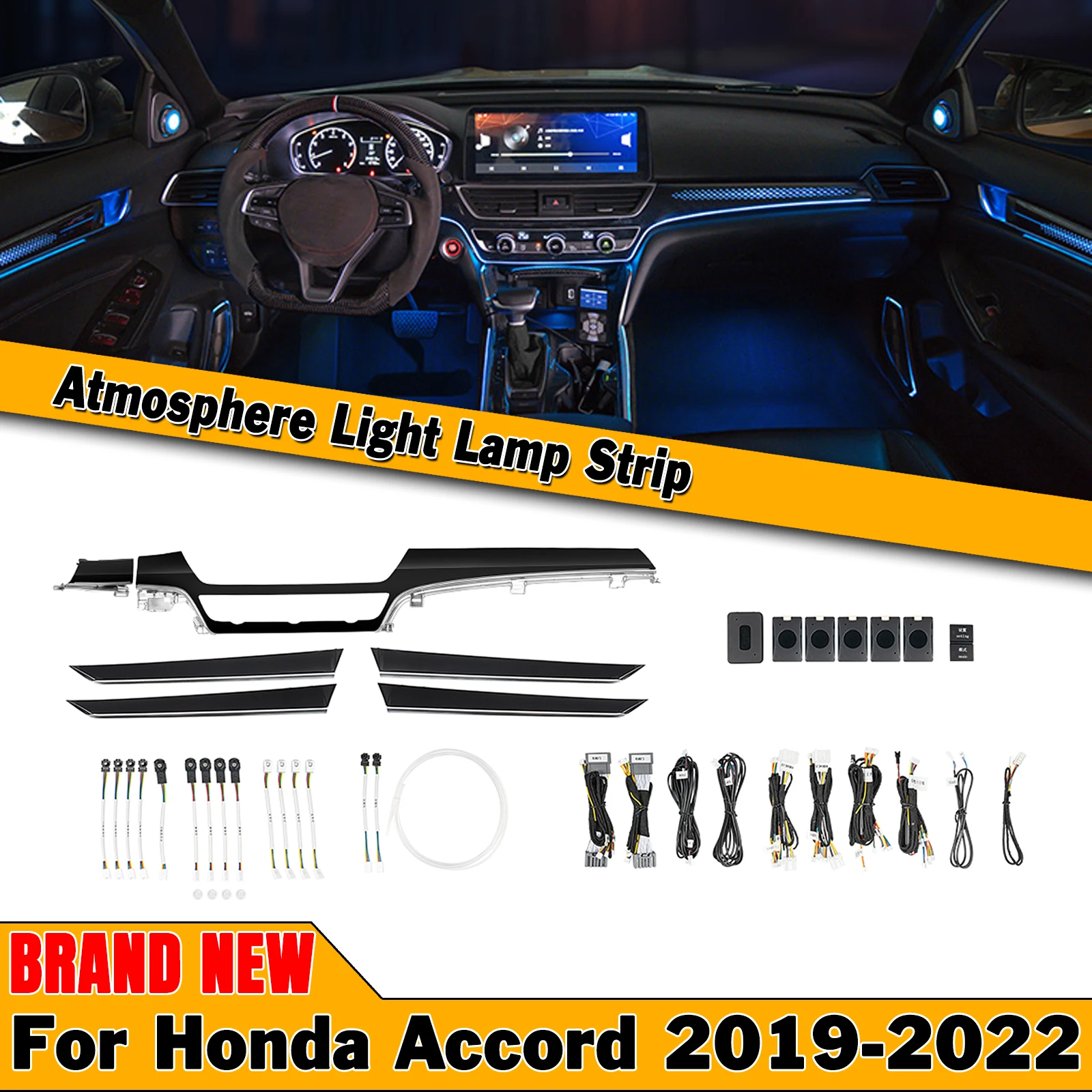 Inner Atmosphere Light Interior Strip Lamp Mood Ambient Light Bulb Trim For Honda Accord 10.5th GEN 2019-2022