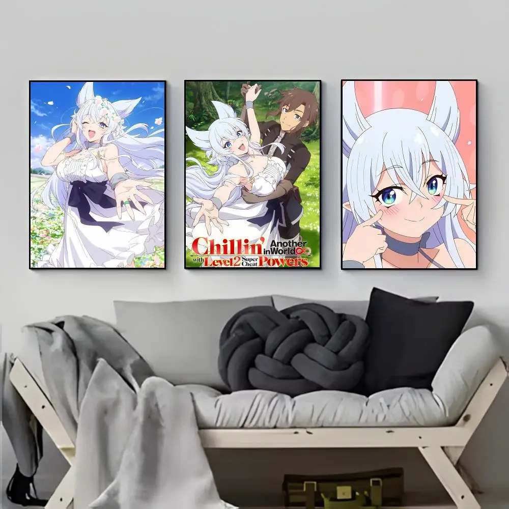 Pastel Manga C-Chillin in Another World with Level 2 Poster HD  Waterproof Wall Sticker Bar Living Room Decor Gift