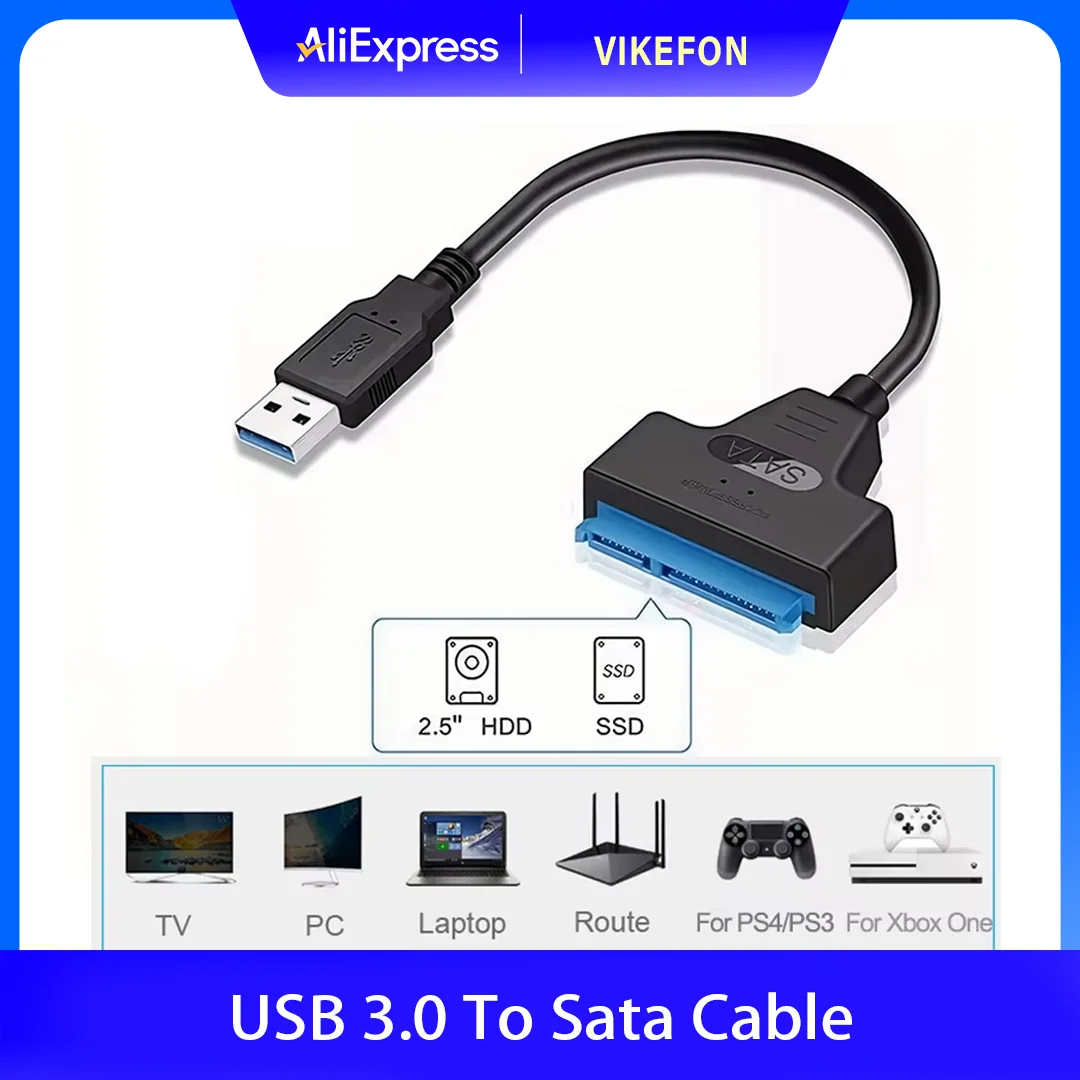 SATA to USB 3.0 / 2.0 Cable Up to 6 Gbps for 2.5 Inch External HDD SSD Hard Drive SATA 3 22 Pin Adapter USB 3.0 to Sata III Cord