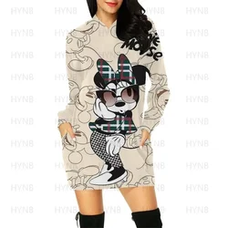 Long Sleeves Dresses Cartoon Elegant Women Minnie Mouse 2022 Disney Y2k Sweater Dress Women's Party Mini With Hood Mickey Hoodie