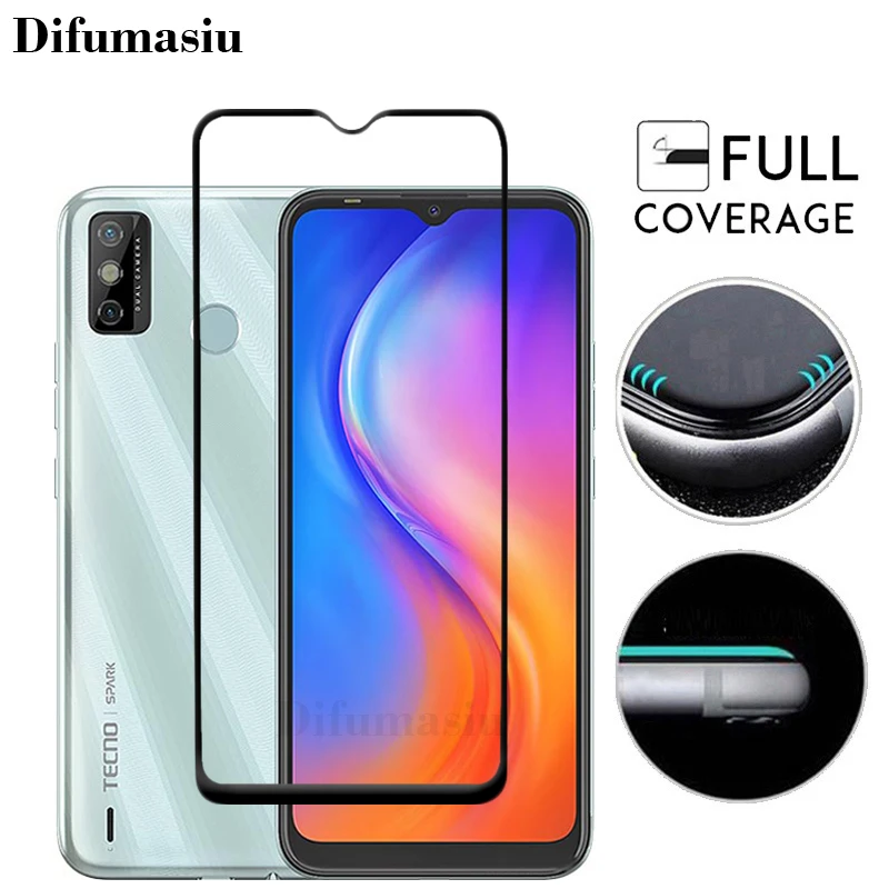 For Tecno Spark 6 GO Tempered Glass Screen Protectors Soft Camera Lens Protector Full Cover Screen Glass 3in1 Back Film