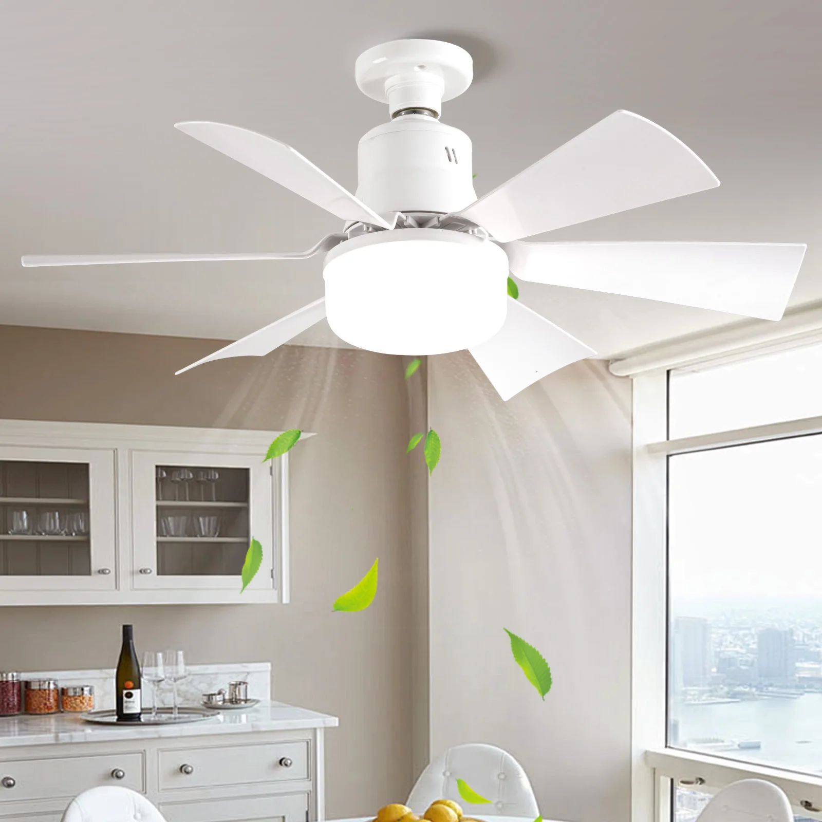 Socket Fan Light with Extender & 6 Blades Screw in Ceiling Fan in Light Socket Ceiling Fan with Light for Bedroom Kitchen