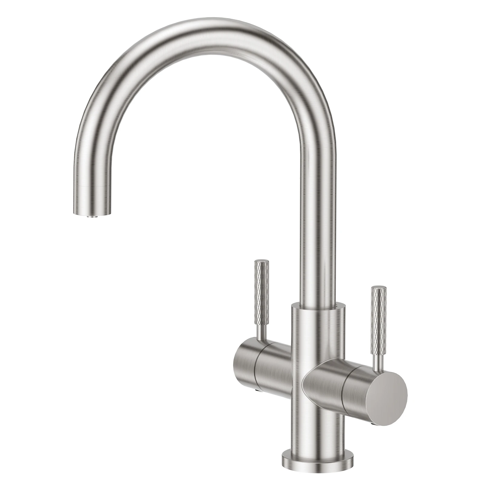 

Double Handle 304 Stainless Steel Lead-free Kitchen Faucet In Hotel