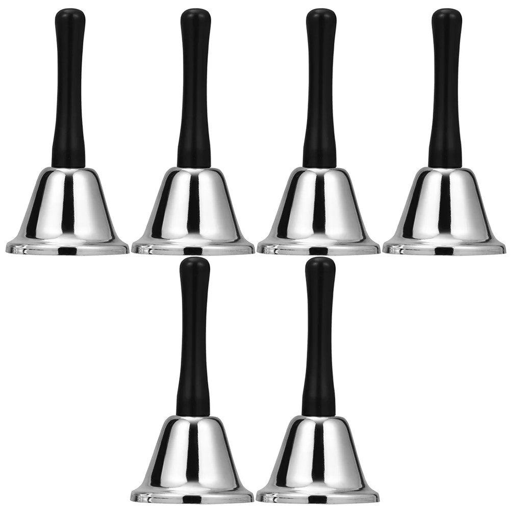 

6Pcs Hand Bells Metal Craft Decorative Party Favor for Christmas Wedding Festival Bar Ktv Restaurant Use Service Call Bell