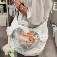 Japanese Sweet Cute Star Print Tote Bag Women JK Anime Badge Ita Bag Ladies Kawaii Wings Large Capacity Crossbody Bags Chic 2025