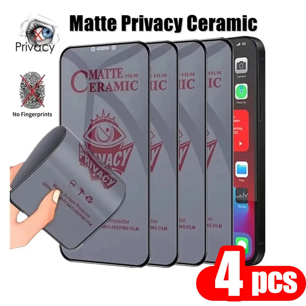 4PCS Frosted Privatsphäre Keramik Membran Film Für iPhone 17 16 15 13 12 Pro Max Air 11 14 Screen Protector weiche Anti-Fingerprint