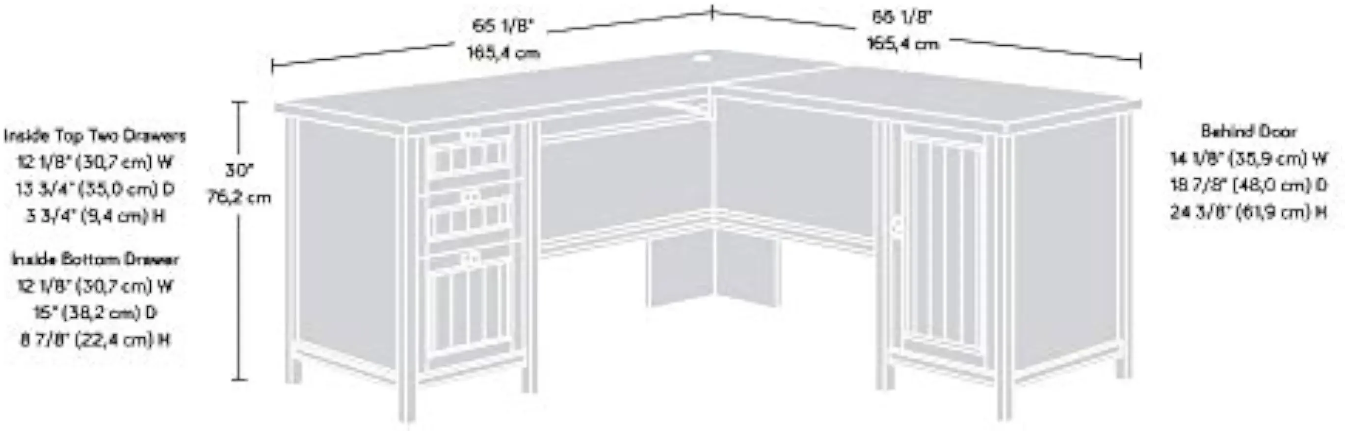 Costa L-Shaped Desk, Chalked Chestnut finish