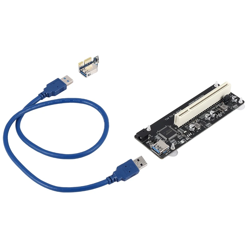 

PCIE PCI-E PCI Express X1 To PCI Riser Card Bus Card High Efficiency Adapter Converter USB 3.0 Cable For Desktop PC