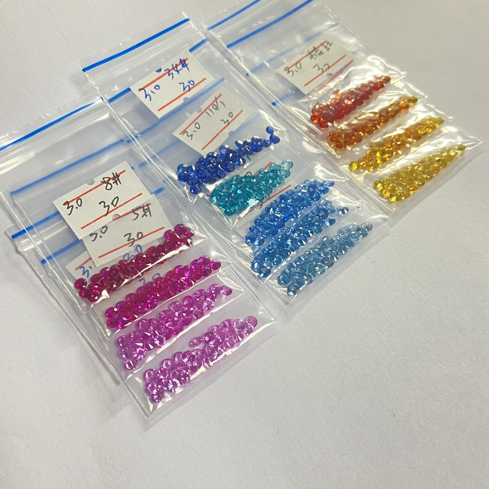 13 Colors Round Brilliant Cut 3mm 5A Quality Synthetic Corundum Lab Rainbow 30 Pieces 1 Bag Loose Gemstone