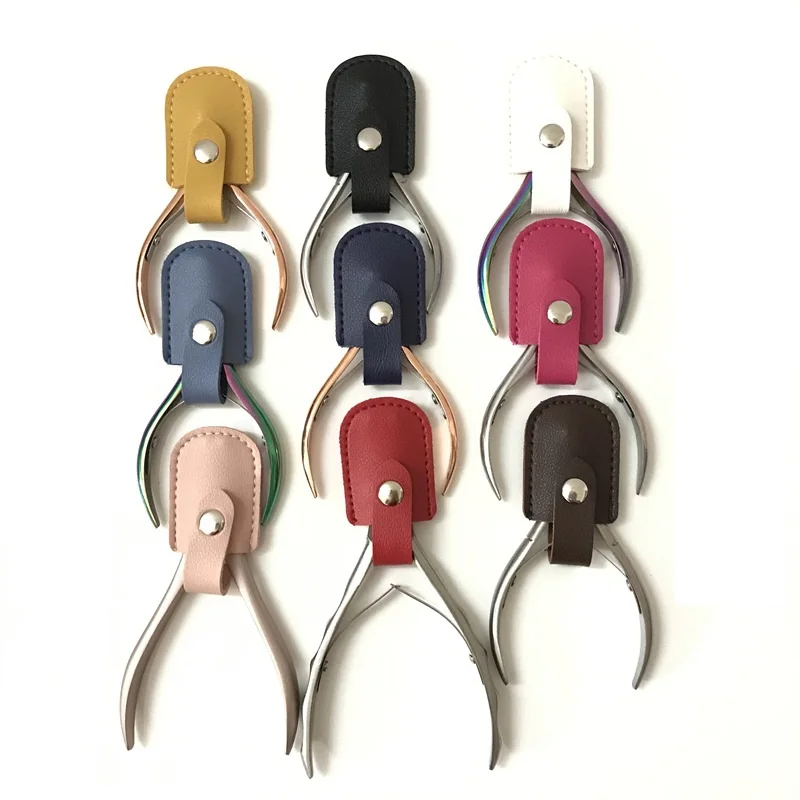 New Small Exquisite Sewing 9 Solid Colors Option Hasp Style Cuticle Nipper Tool Protection PU Leather Bags Scissor Cover Cases