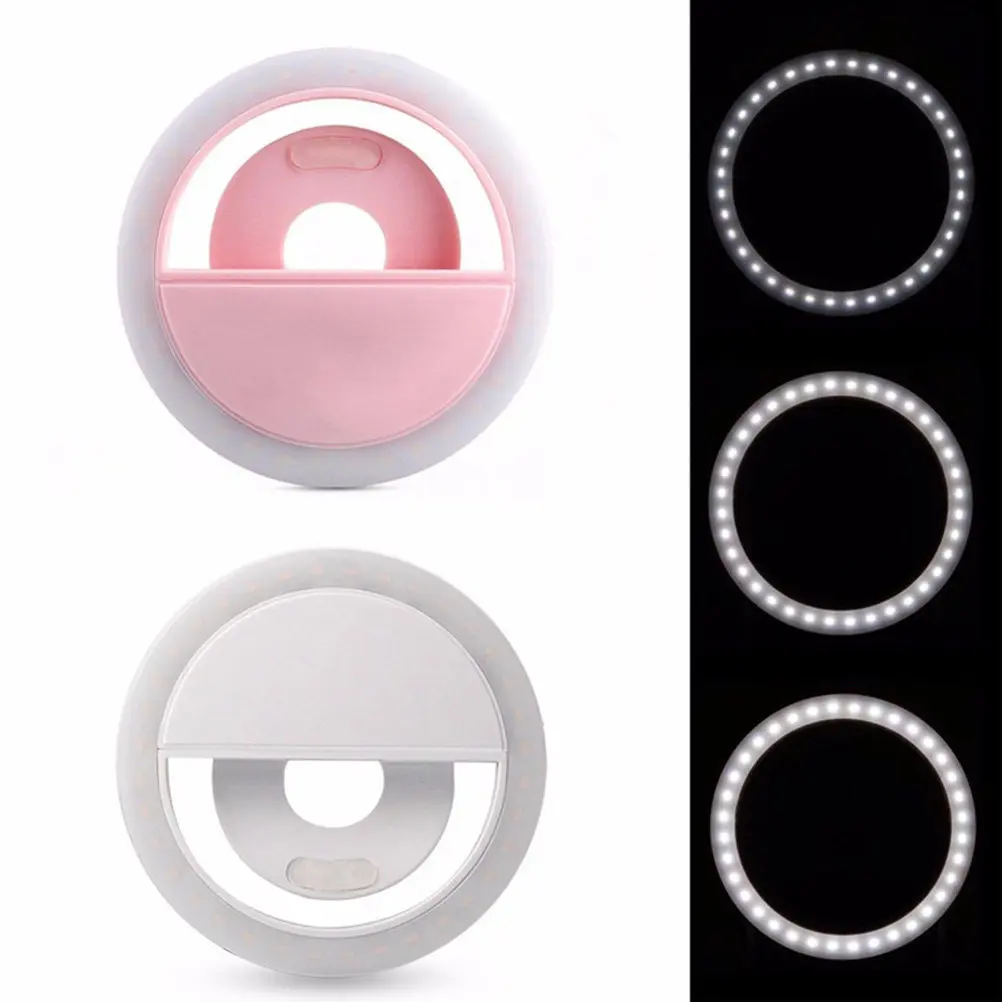 Anillo de Luz LED para Selfies con Clip USB para Fotografía con Teléfono, Halloween, Navidad, Año Nuevo, Anillo de Luz para Teléfono, Luces de Anillo para Teléfono Recargables