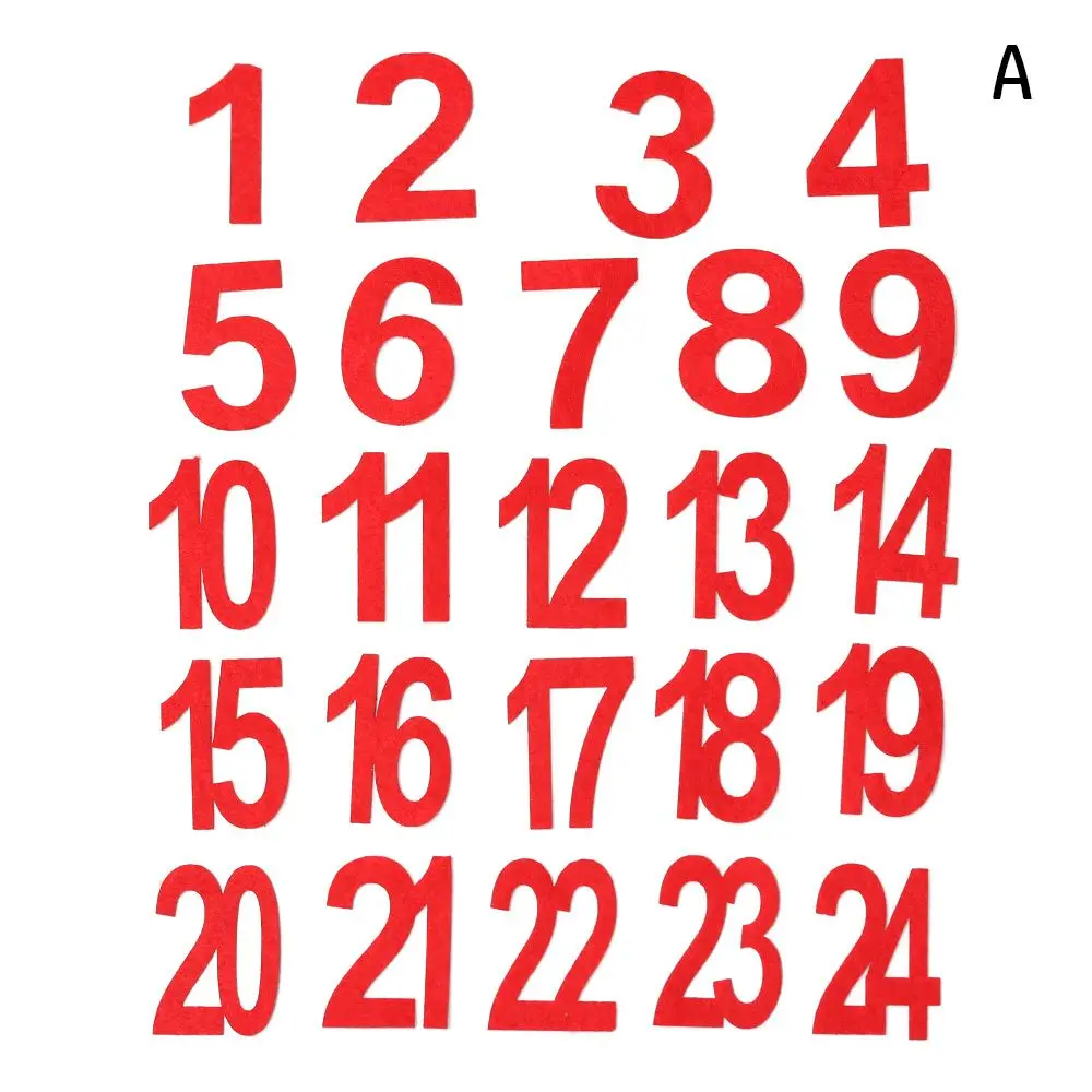 Adhesive DIY Merry Christmas Biscuit Package Countdown Gift Felt Sticker Advent Calendar Number Christmas Label Xmas Ornament