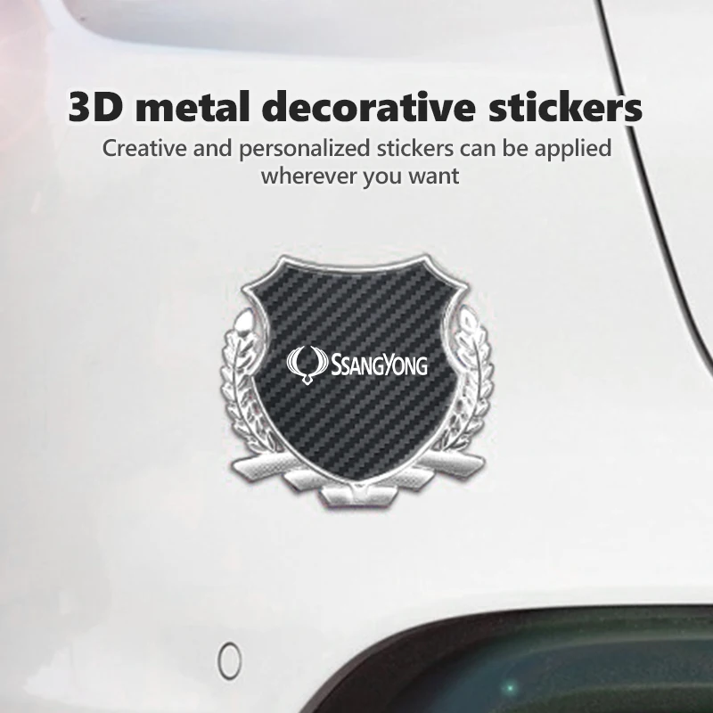 3D Metal Car Side Body Trunk Stickers Emblem Badge Decal Accessories For SsangYong Musso Korando Rexton Torres Kyron 2 Sanka