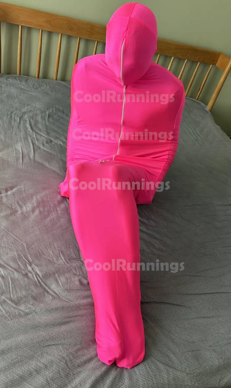 كامل الوجه 2-Way الجبهة زيبر الساخن الفوشيه المومياء للجنسين تأثيري المرحلة دنة Zentai الجسم كيس النوم مع الأكمام الداخلية