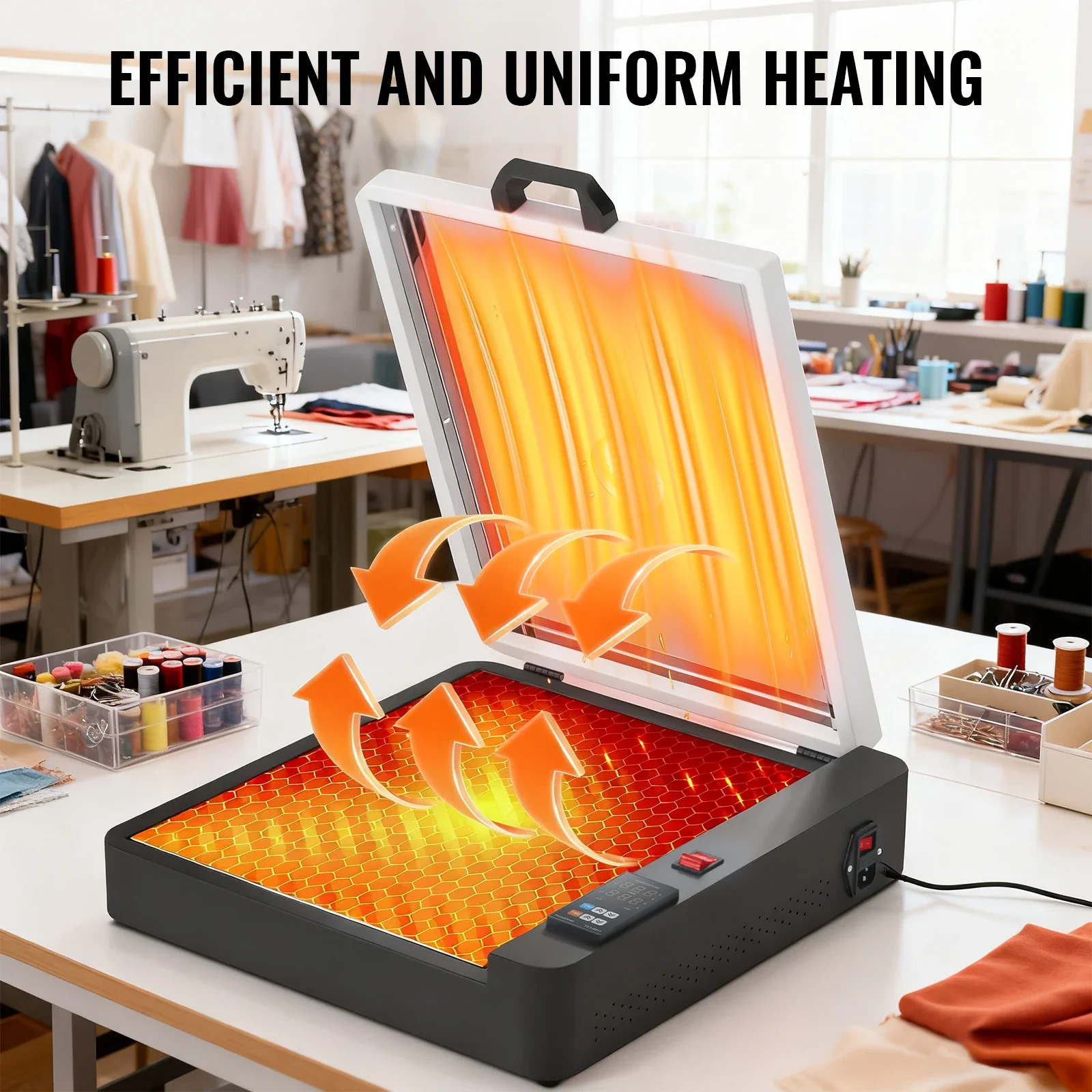Forno DTF SIHAO A3 con controllo della temperatura, essiccatore e scuotitore per polvere hot melt per stampanti DTF