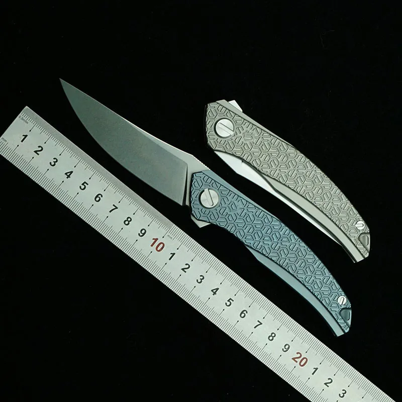 LEMIFSHE New Quantum V2 9Cr18MoV Mark Cromax PM Blade Titanium Handle Folding Knife Outdoor Camping Kitchen Survival EDC Tools
