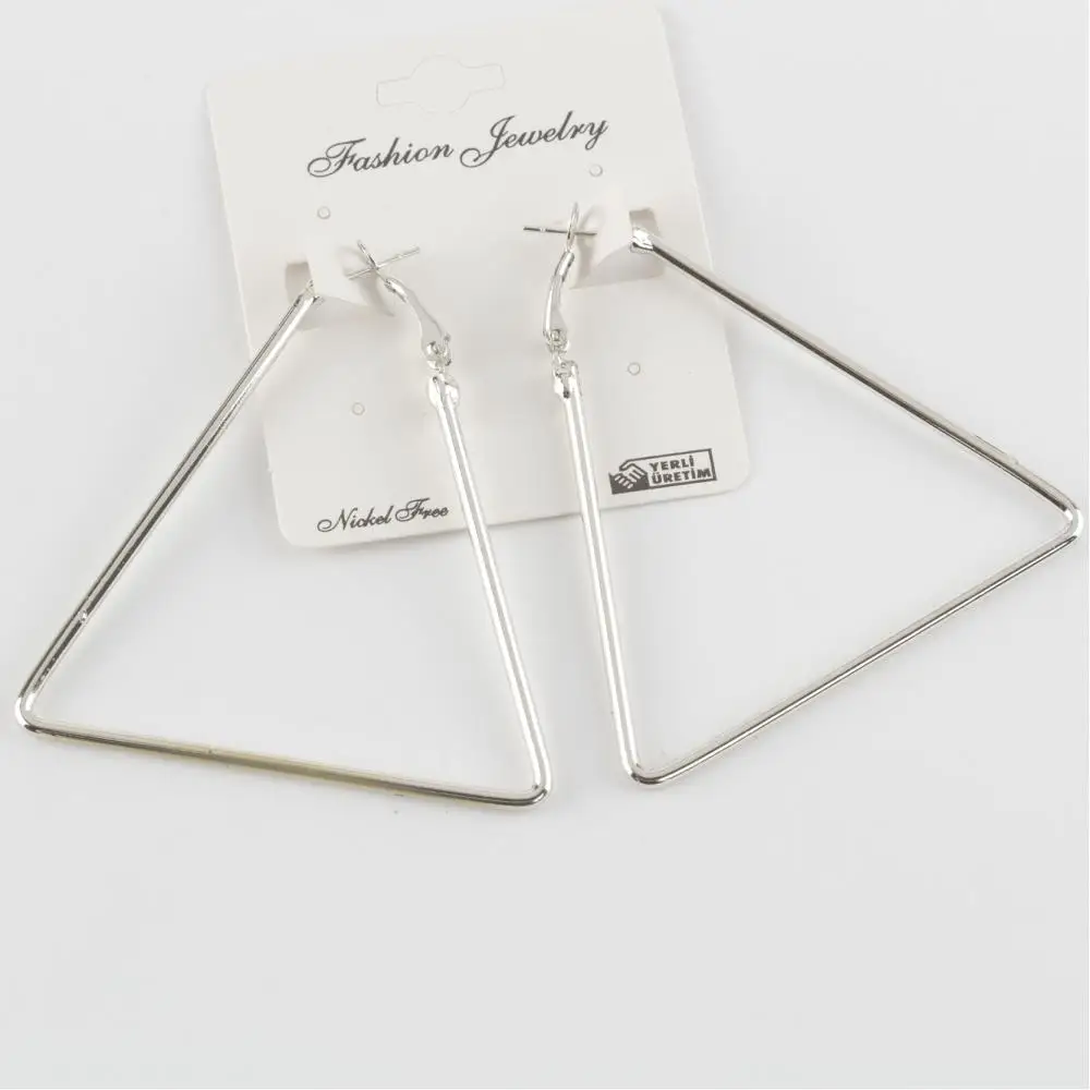 Triangle Metal Stud Earrings 6 cm