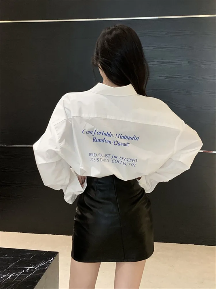 Ele White irt Jaet feminino primavera outono high-end sensação sli lindo top doce picante menina coreana sle solto...