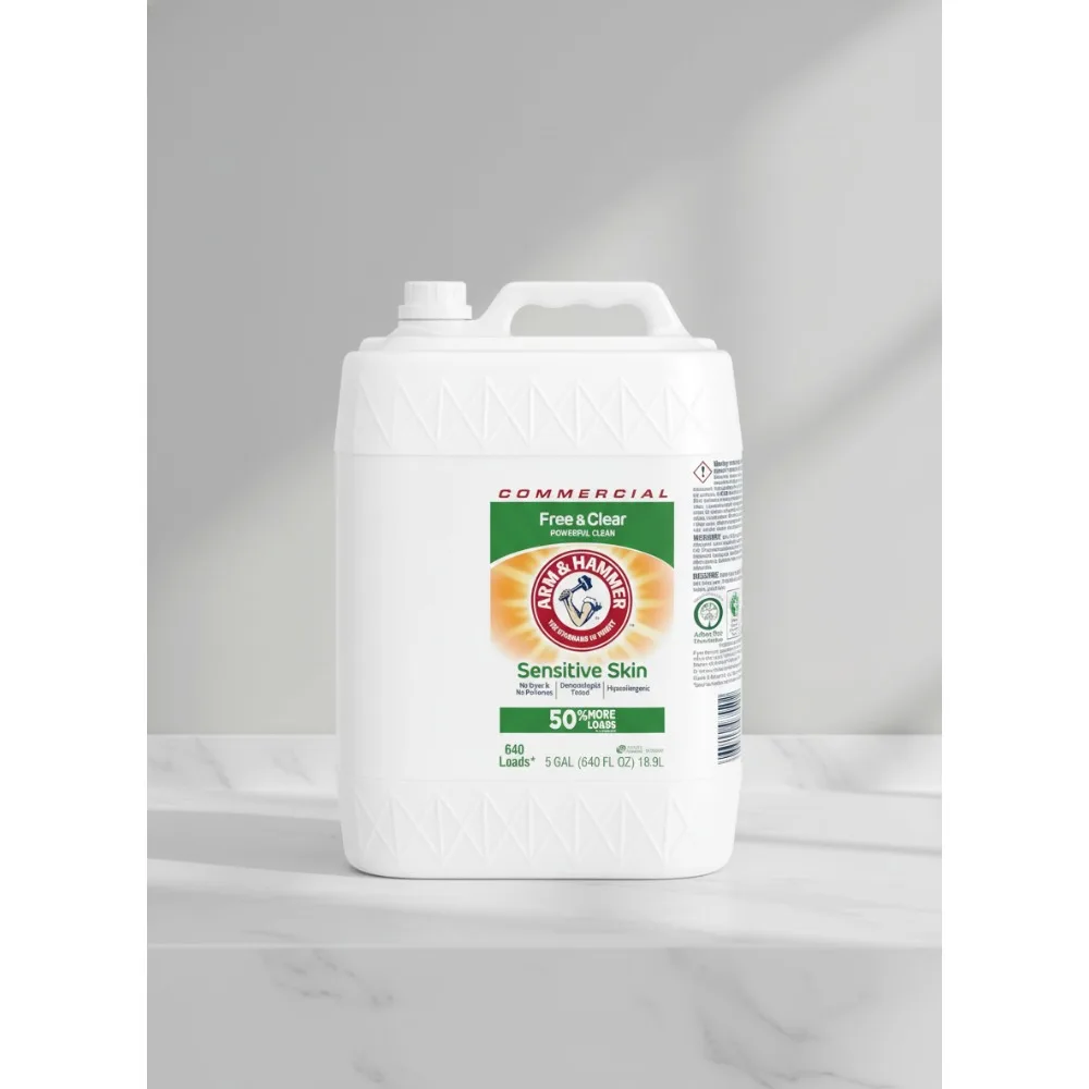 

HE Compatible Unscented Liquid Detergent 5 Gallon Jug - Low Suds, Dye-Free for Sensitive Skin
