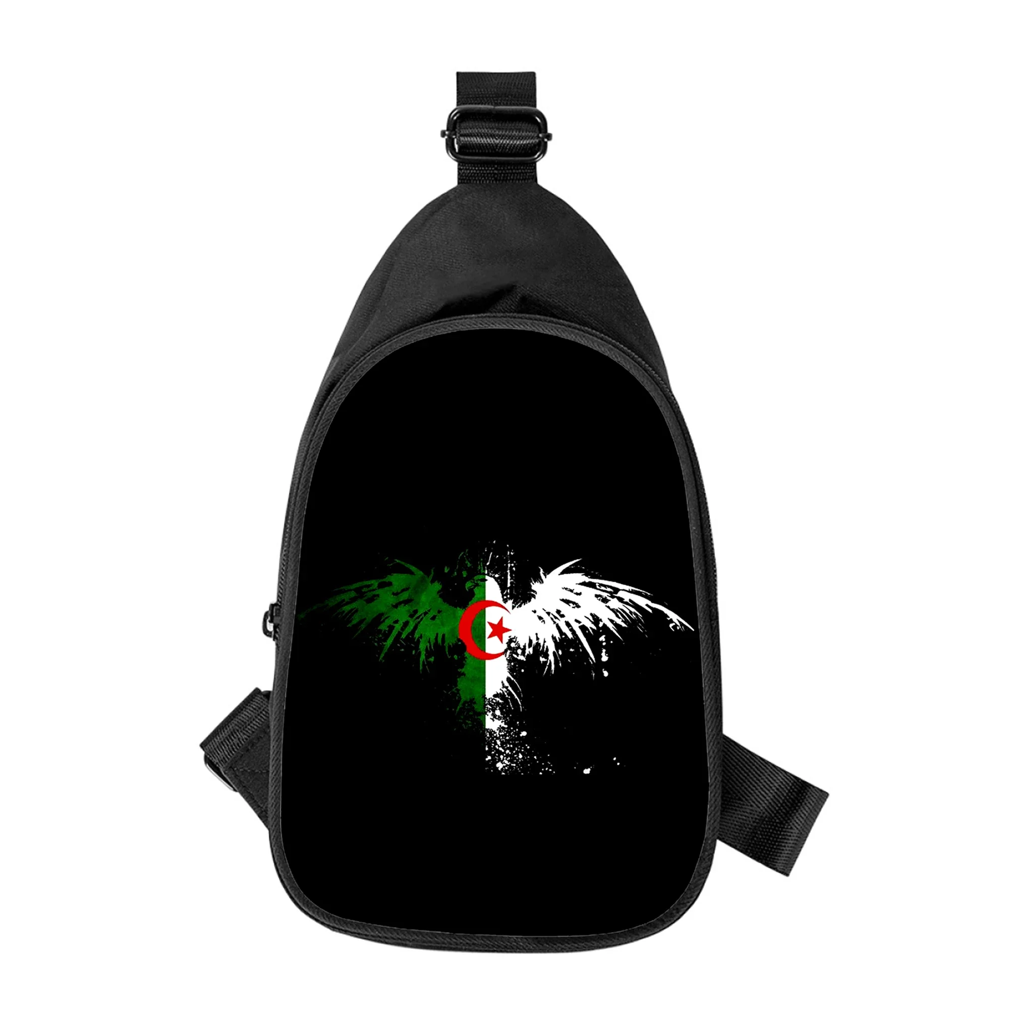 Bolsa de ombro bandeira argelina para homens e mulheres, impressão 3D, bolsa de peito cruzada, cintura masculina, marido, escola, diagonal, nova