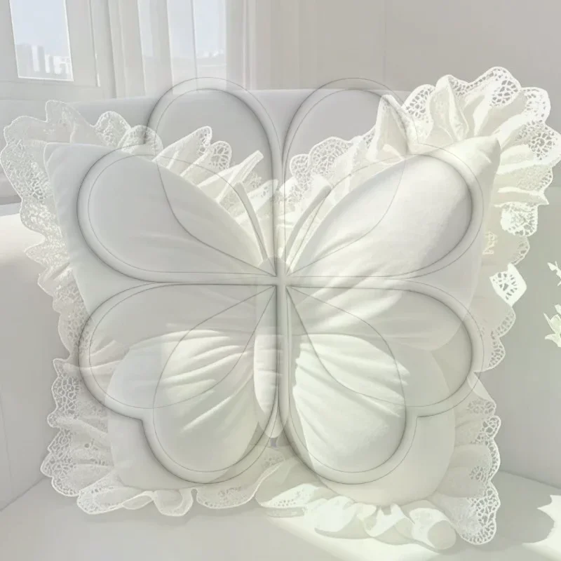 Princess Butterfly Bow Pillow Multi-Scenario Use Soft Plush Cushion for Bedroom Living Room Sofa Car Office