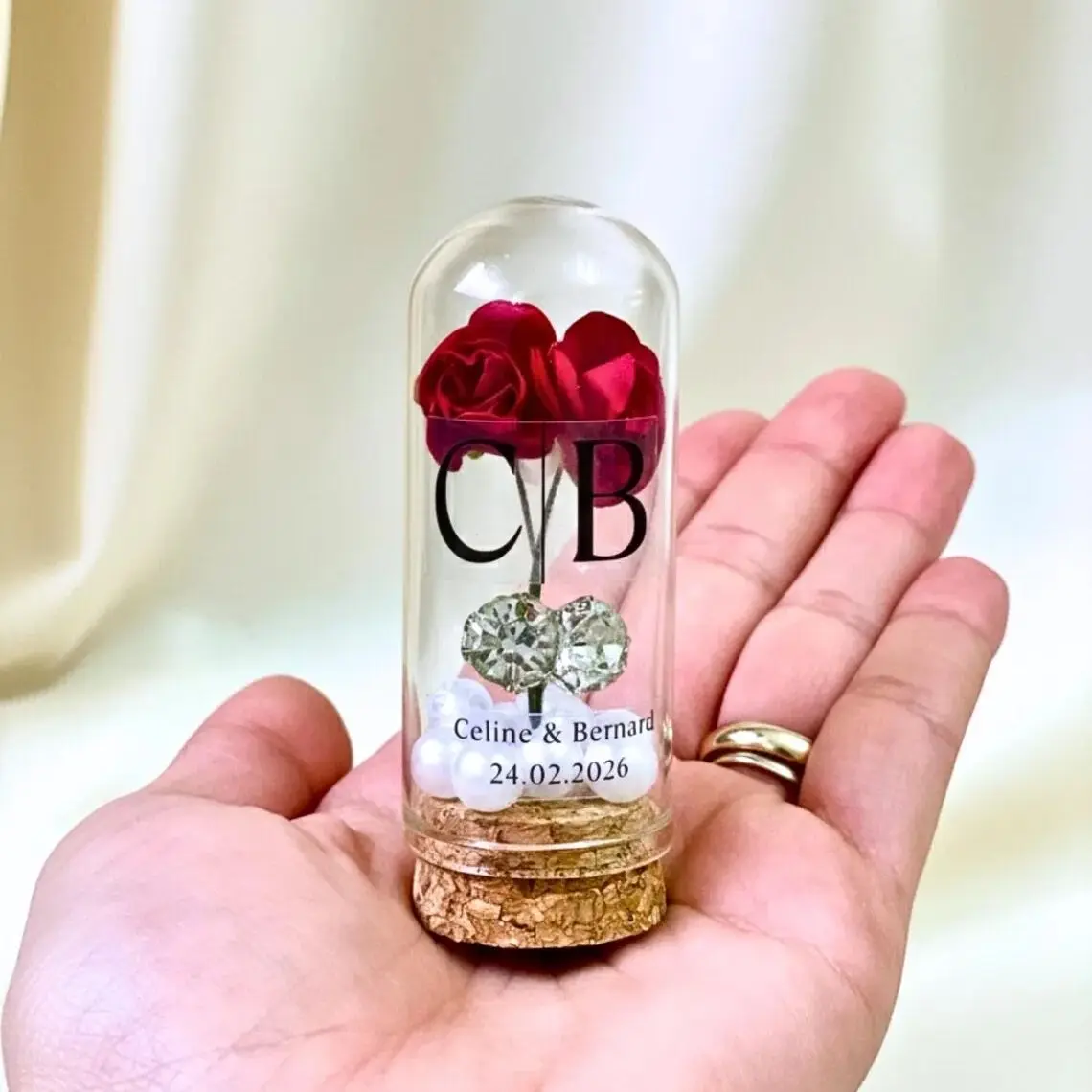 Personalized Mini Rose Dome Favors - Beauty and the Beast Themed Party Decor & Guest Gifts