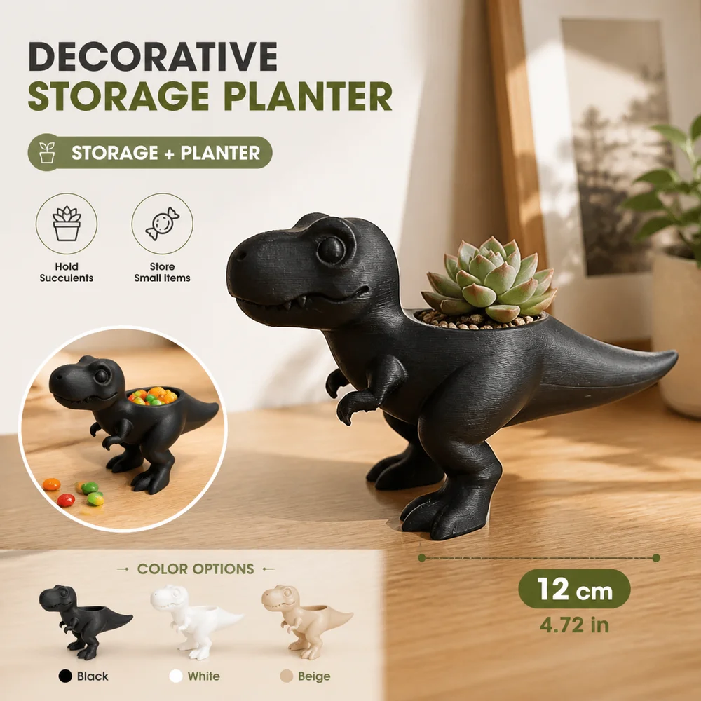 New Resin Dinosaur Flowerpot Small Planter Succulent Flower Pot Multiple Color Options Mini Potted Planter Storage Function
