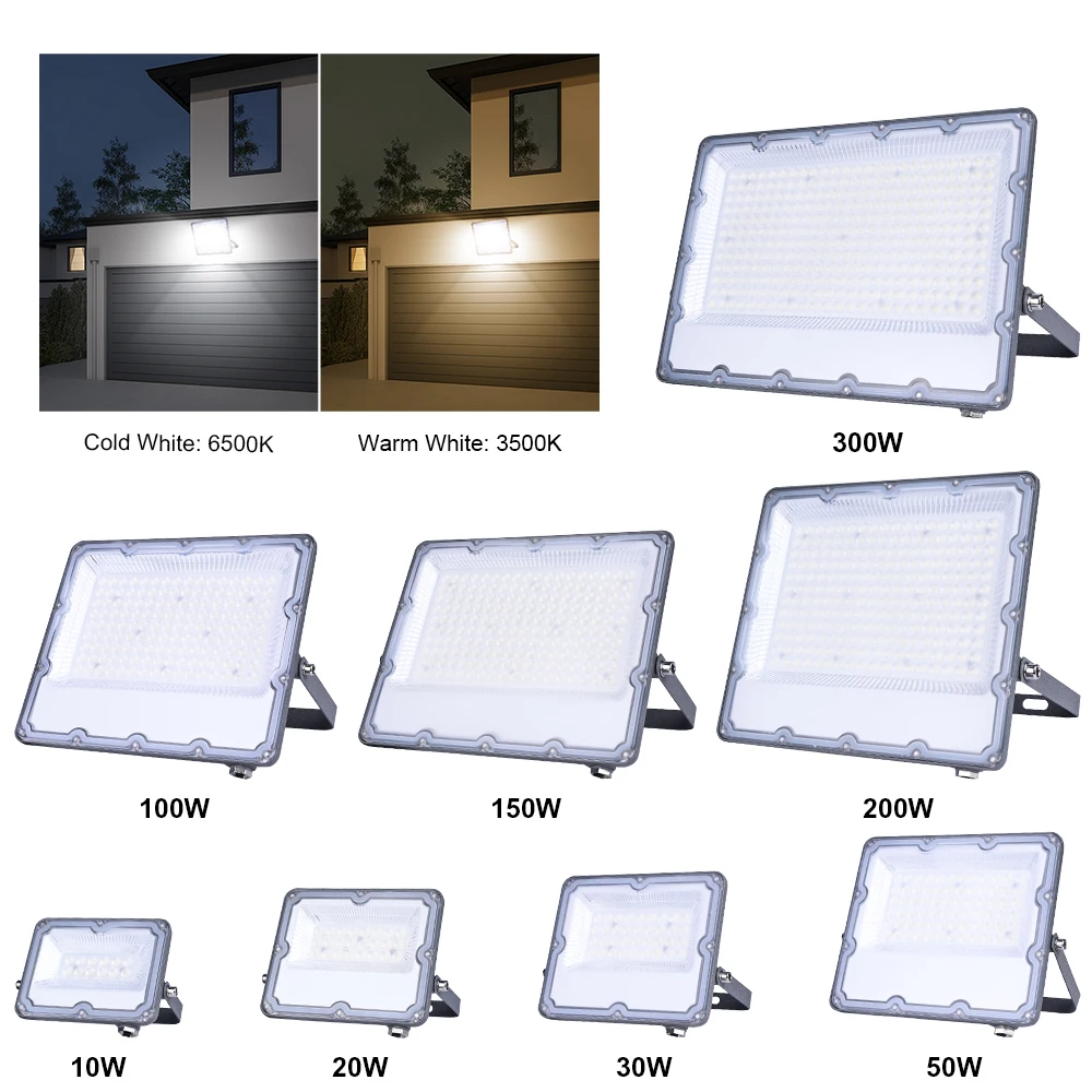 LED Flood Light AC 220V 100W 200W 300W 10W 20W 30W 50W 100W IP66 Waterproof LED Spotlight  Garden Street Gate Wall Floodlights