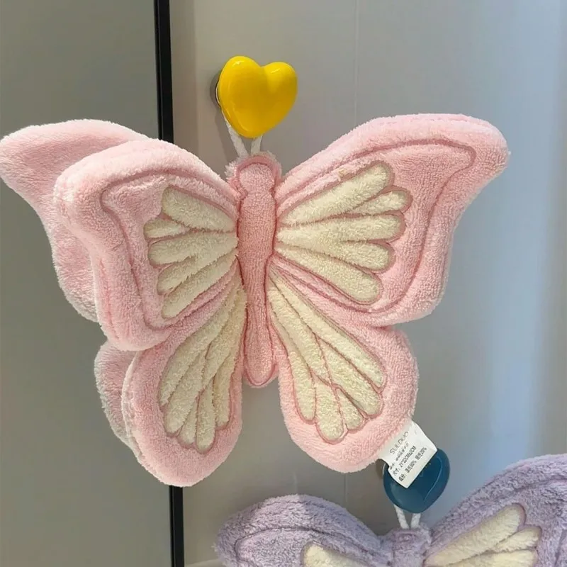 Cute butterfly handkerchief, super absorbent coral fleece hand towel, bathroom kitchen decoration, home cleaning cloth - view 4