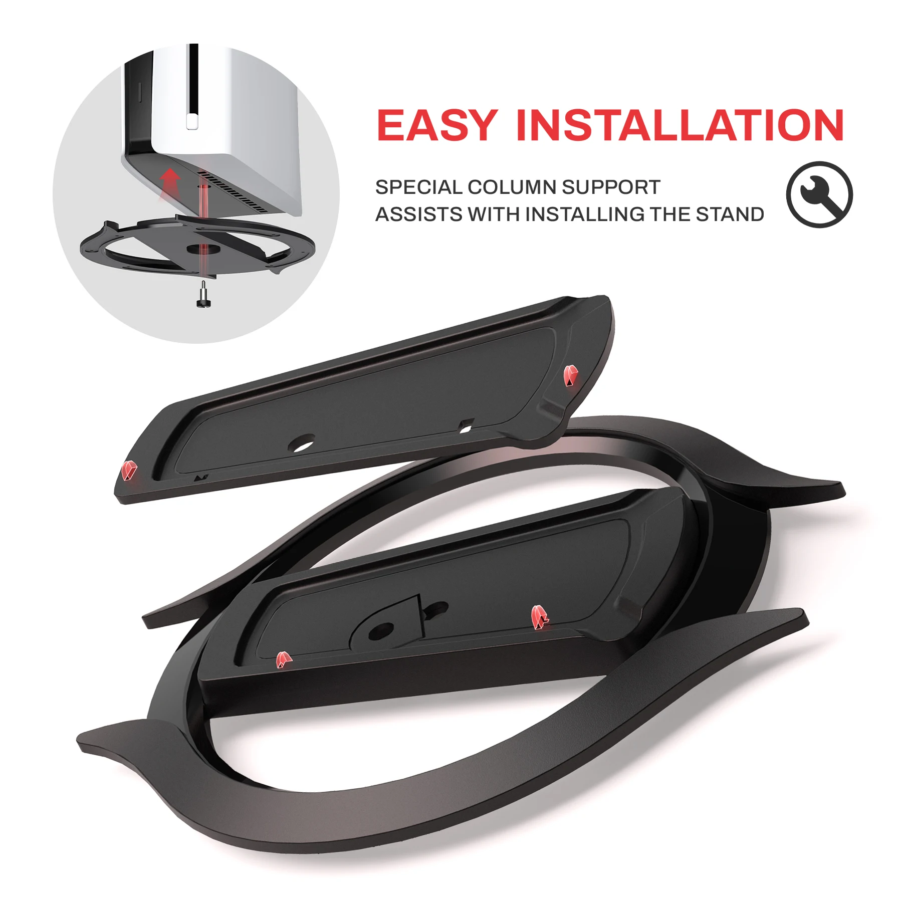 PS5/Slim/Pro/표준 콘솔 디스크 및 디지털용 PlayVital 수직 스탠드, 미끄럼 방지 패드가 포함된 홀더 베이스 액세서리 - 블랙