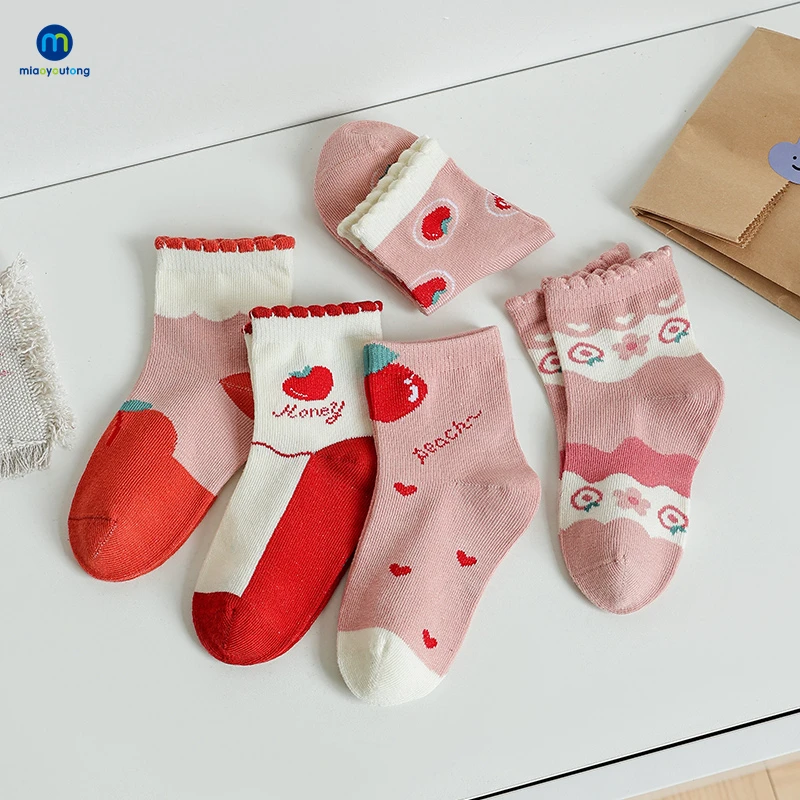 5 Pairs /Lot Cute Cotton Children\'s Socks For Girls Autumn Winter Breathable Baby Boy Socks Mother Kids Socks Woman Miaoyoutong