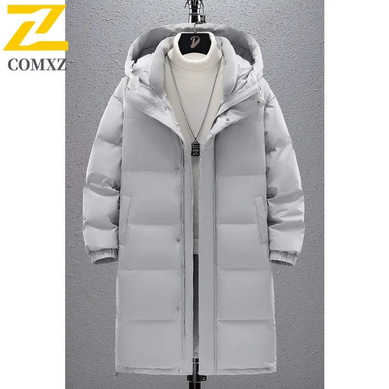 COMXZ Hooded Premium Down Jacket Men Outdoor Wind Resistant Warm Parka Leisure Journey Cold Proof Light Winter New Clothing