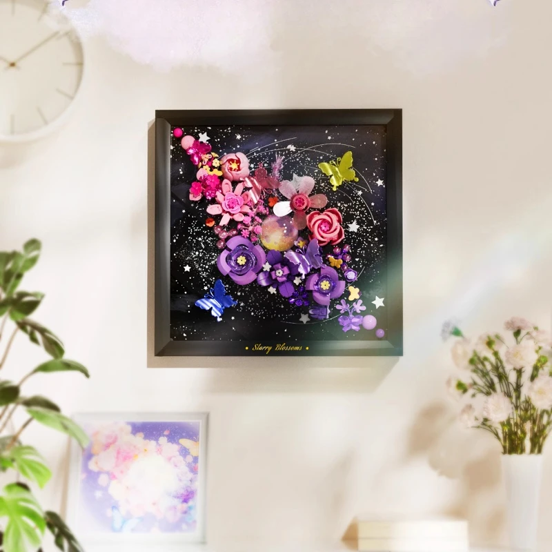

SEMBO Simulated Bouquet Building Blocks Creative Hand-assembled Luminous Hanging Eternal Flower Photo Frame Assembled Gift Model