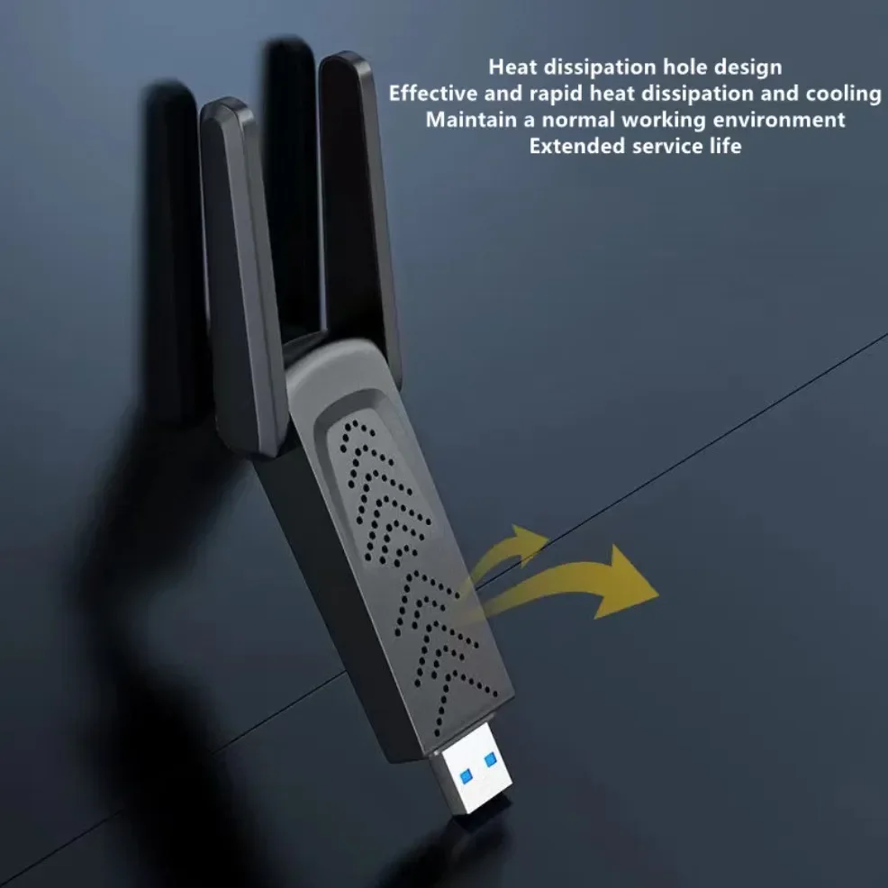 アンテナ付きワイヤレスネットワークカード,2.4ghz/5ghz,デュアルバンド,1300mbps