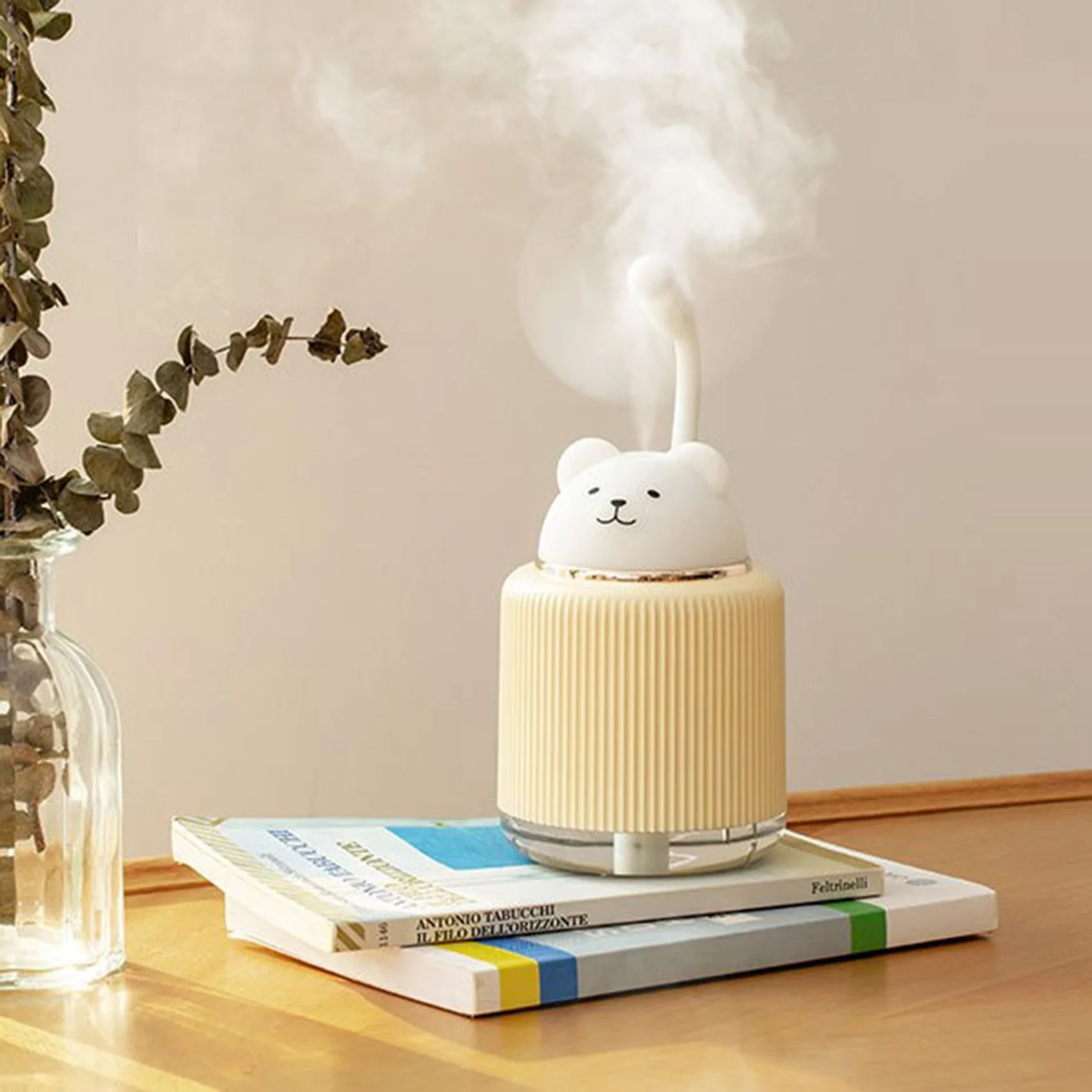 Portable Cute Air Humidifier with Night Light USB Humidifier Diffuser Air Freshener Mist Maker for Home Car, Pink Rabbit