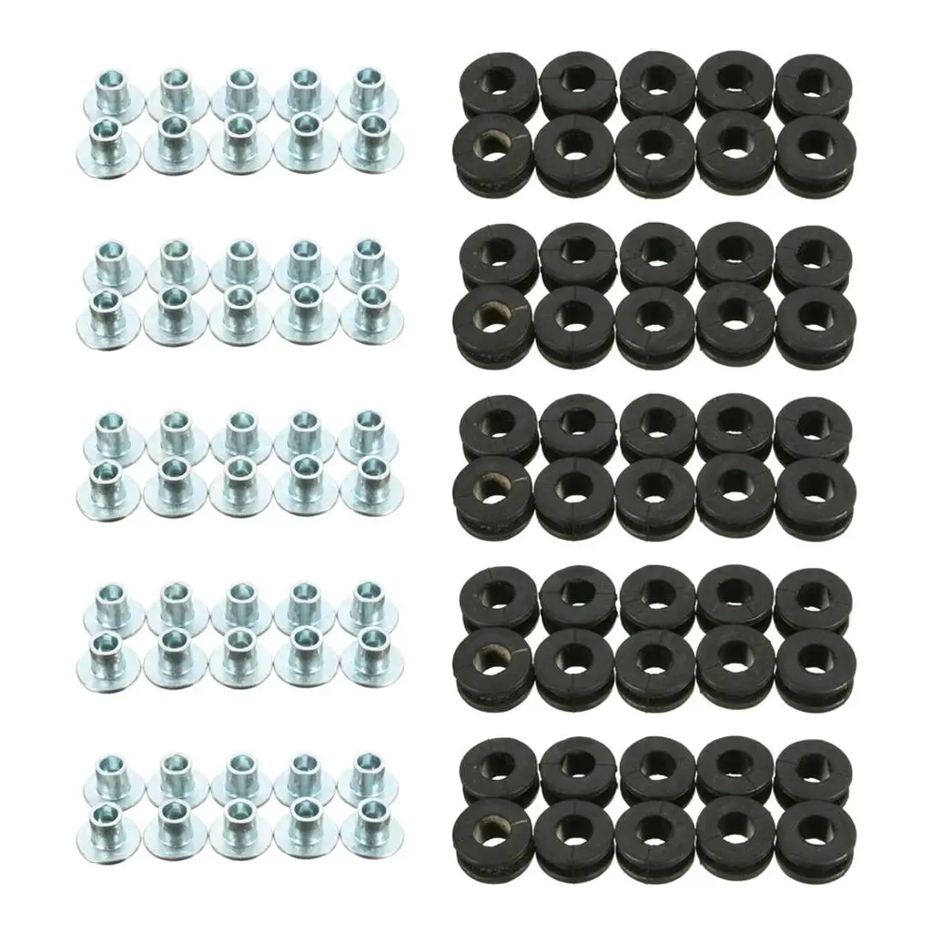 50 Motorcycle Rubber Grommets Bolts Kit For  Yamaha Kawasaki Fairing